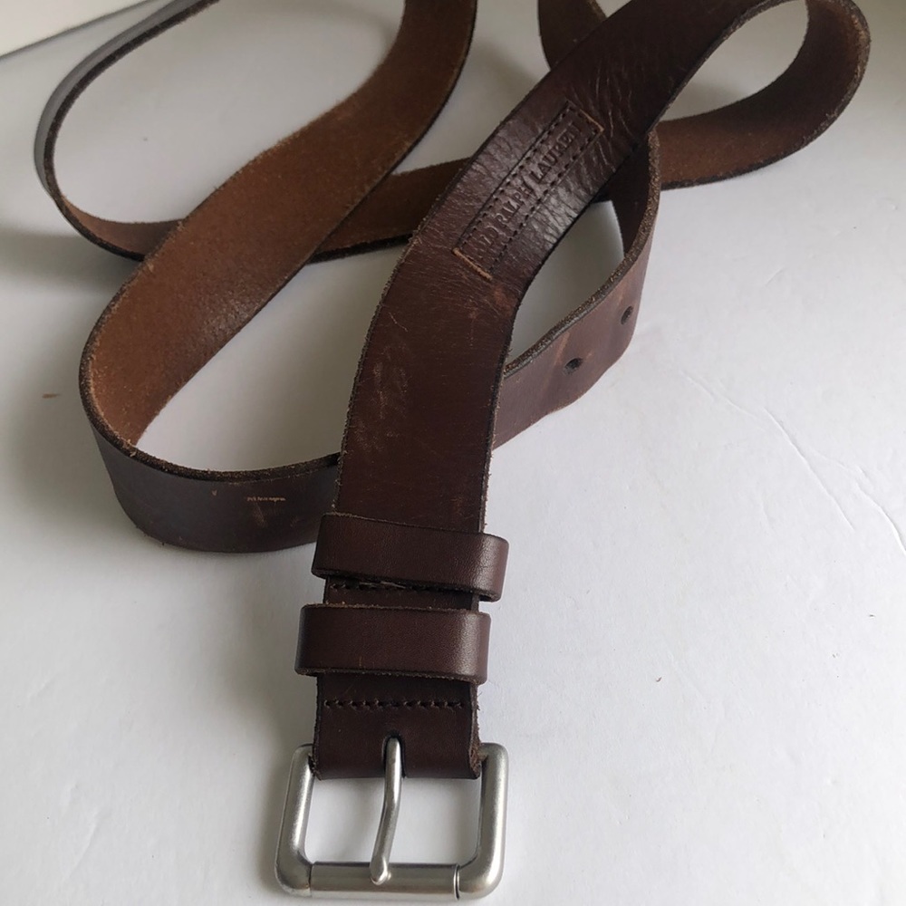 Polo Ralph Lauren logo brown leather belt size 52 extra extra large
